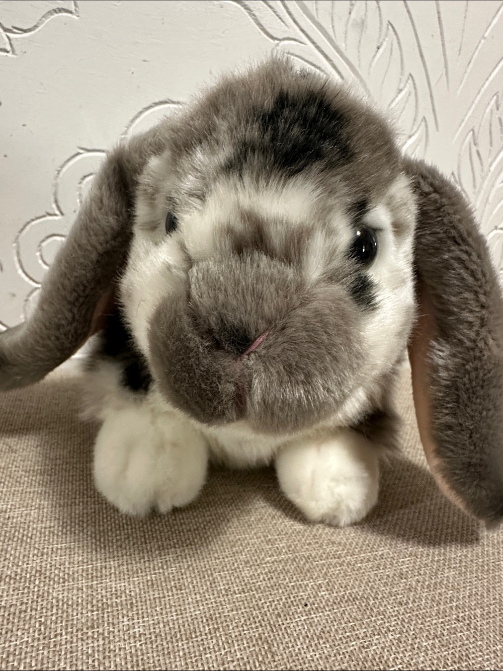 Living nature grey Dutch lop eared rabbit plush